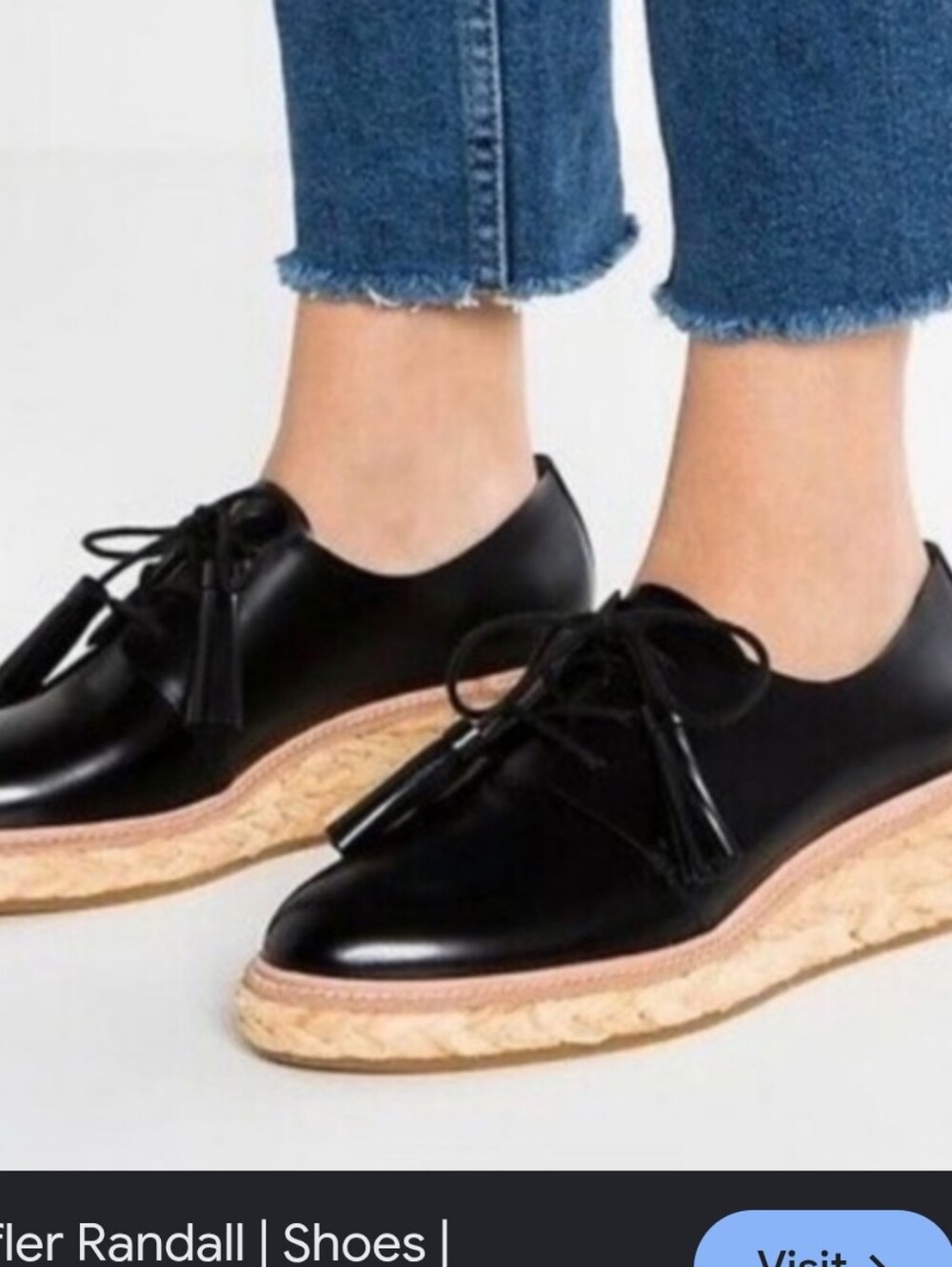 Loeffler Randall Black Leather Tassel Oxford Espadrille